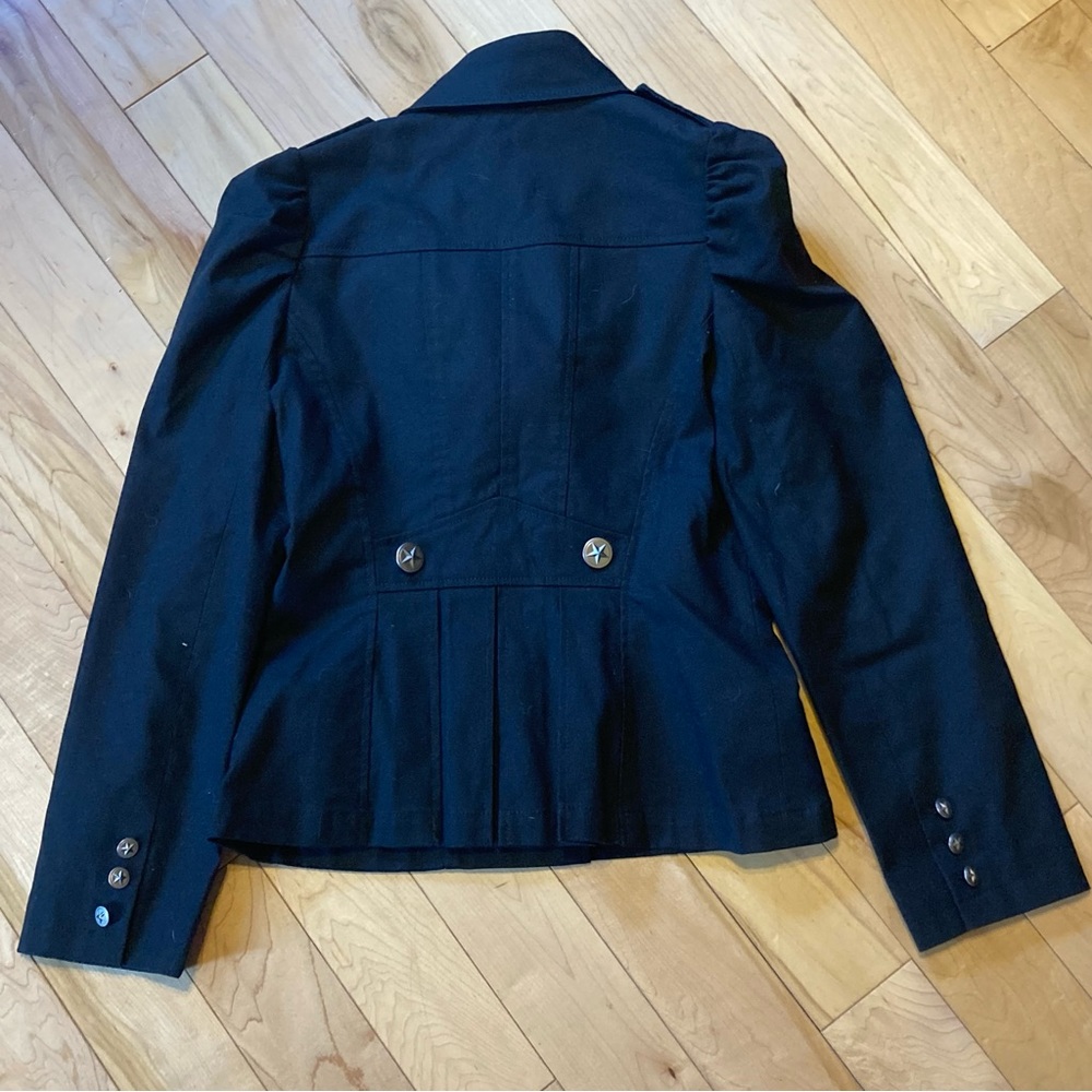 Black Peace Now Military Style Jacket Velvet collar metal buttons size medium - Picture 8 of 11